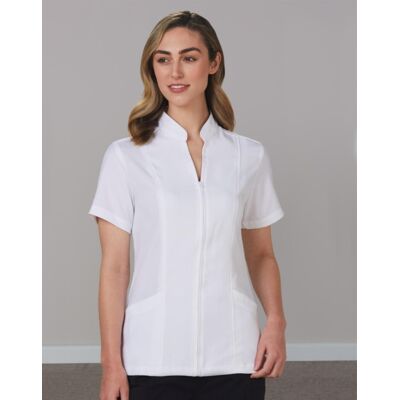 Women’s Full Zip Front Short Sleeve Tunic Thumbnail
